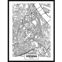 ANY IMAGE Digitaldruck »Stadtplan Vienna«, Rahmen: Buchenholz, Schwarz