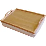Netagon Knietablett aus Holz für Frühstück, Lebensmittel, Laptoptisch, mit Kissen Plain Beige