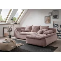 Ecksofa INOSIGN "Imola L-Form" Sofas Gr. B/H/T: 270cm x 90cm x 170cm, Cord, Recamiere rechts, ohne Bettfunktion, rosa wahlweise mit Bettfunktion