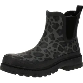 Verbenas Lua Mate Animal - Damen Chelsea Boots - Black-Leo-Black, Größe:37 EU - 37