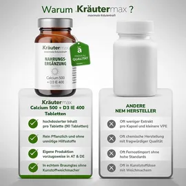 kräutermax – naturheilmittel seit 1890 Calcium 500+D3 Tabletten 90 St.
