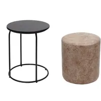 Mendler 2er-Set Sitzhocker und Beistelltisch HWC-K48, Kaffeetisch Tisch Hocker,