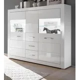 furn.design Vitrine Highboard 149 x 142 x 42 cm Weiß
