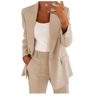 AACH Hosenanzüge für Damen Elegant Blazer Anzug Set Einfarbig Streetwear Zweiteilig Hosenanzug Business Modern Anzughose Revers Sportlich Slim Fit Büro Outfit Anzugjacke Sommer Freizeitanzug - XXL