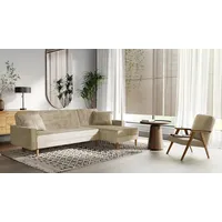 GREKPOL Ecksofa Lila Cord Stoff Poso Couch Sofa mit Schlaffunktion und Bettkasten Schlafsofa Polsterecke Couchgarnitur Ecke Bettcouch - Universal Universal (Poso 100 Beige)