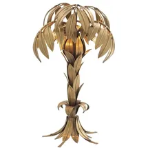 Casa Padrino Luxus Tischleuchte Vintage Messingfarben Ø 38 x H. 66,5 cm - Designer Wohnzimmerlampe im Palmen Design