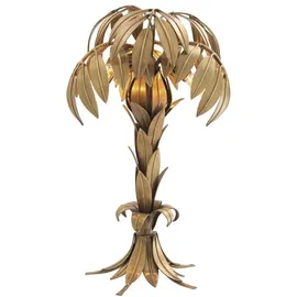 Casa Padrino Luxus Tischleuchte Vintage Messingfarben Ø 38 x H. 66,5 cm - Designer Wohnzimmerlampe im Palmen Design