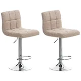 CLP 2er Set Barhocker Peru 2er Set drehbar höhenverstellbar Stoff Creme