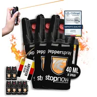 stopnow - 9er Set Pfefferspray & KO-Spray für Selbstverteidigung & Hunde-Abwehr - Pepper Jet-Sprüh-Strahl - Abwehrspray klein - Tier-Abwehr-Spray & Verteidigungsspray für Unterwegs