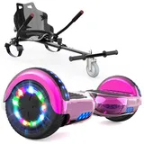 RCB Balance Scooter Kart Set, 6,5 Zoll Hoverboard mit Sitz für Kinder, Hoverboard mit Go-Kart, 120,00 W, 15 km/h, bis zu 10 km Reichweite, keine Straßenzulassung rosa|schwarz