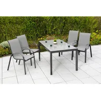 Merxx Amalfi Set 5 -tlg. 4 Stapelsessel Gartentisch 150