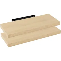 Woltu 2er Set Wandregal Bücherregal Deko Wandablagen mdf Holz Hängeregal Gelb Eiche, 80x22.9x3.8cm - Woltu