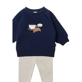 LILIPUT Sweatanzug LILIPUT "Croissant Bonjour", Mädchen, Gr. 98/104, blau (beige, blau), 80% Baumwolle, 20% Polyester, bedruckt, Sportanzüge, bestehend aus Leggings und Sweatshirt