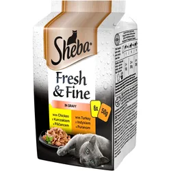 SHEBA Beutel 6x50g Fresh&Fine - feuchtes Katzenfutter in Sauce (mit Huhn, Geflügel, Pute)