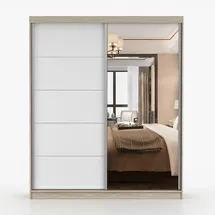 imoebel24 Schwebetürenschrank Bella 183 x 218 x 61 cm Sonoma/Weiß