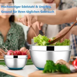 luxuskollektion Rührschüssel Set Edelstahl mit Luftdichtem Deckel Rutschfestem Boden