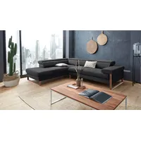 W.SCHILLIG Ecksofa finn, Designsofa mit tollem Sitzkomfort, bequem, L-Form, German Design Award 2016, Fußgestell Nussbaum natur, Breite 281 cm schwarz