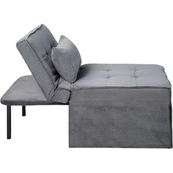Schlafsofa "Finn", grau, B:80cm H:43cm T:70cm, 100% PES, ATLANTIC HOME COLLECTION, Sofas, wandelbar zum Loungesessel, Relaxliege und Gästebett, inkl. Kissen