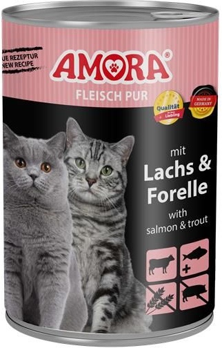 AMORA Cat Fleisch Pur mit Lachs & Forelle 400g (Menge: 6 je Bestelleinheit)