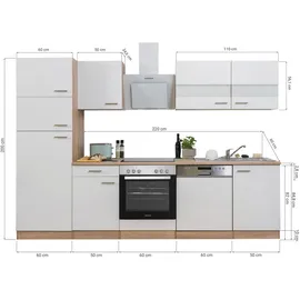 Respekta Küchenzeile Merle 280 cm E-Geräte weiß