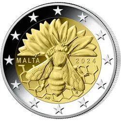 Malta 2024: 2 Euro Gedenkmünze "Maltesische Honigbiene"