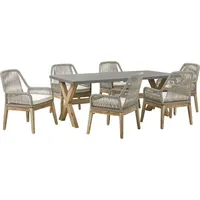 Beliani Gartenmöbel-Set 7-tlg. Grau/Beige/Braun