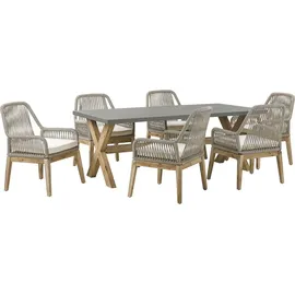 Beliani Gartenmöbel-Set 7-tlg. Grau/Beige/Braun