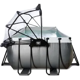 EXIT TOYS Black Leather Pool Set 400 x 200 x 122 cm inkl. Sandfilterpumpe und Abdeckung + Zubehörset