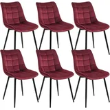Woltu 6 x Esszimmerstühle 6er Set Küchenstuhl Polsterstuhl Design Stuhl mit Rückenlehne, Sitzfläche aus Samt, Gestell aus