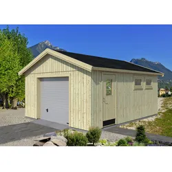 PALMAKO Holzgarage »Andre 21,5«, BxT: 448 x 548 cm (Außenmaße), Holz - beige