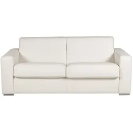 vente-unique Schlafsofa mit Matratze 3-Sitzer - 100% Büffelleder - Weiß - Matratze 20 cm - DELECTEA II
