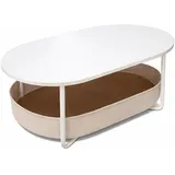 Relaxdays Ovaler Couchtisch Beige Weiß MDF 100 x 55 x 45 cm