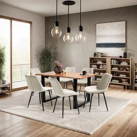 Tectake tectake® Stuhl, gepolstert, in Samtoptik, schwarze Stahlbeine, 48 x 59 x 82,5 cm