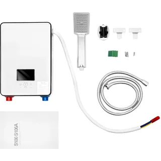 Gojoy MINRS Elektronischer Durchlauferhitzer 6500W Durchlauferhitzer 220V Elektrischer Warmwasserbereiter mit Handbrause LED-Digital-Temperaturanzeige Einstellbare Temperatur 30-55°C