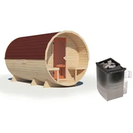 Karibu inkl. 9 kW Ofen + int. Steuerung + Dachkranz
