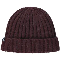 Skimütze LERROS "LERROS Strickmütze in Salz-Pfeffer-Optik", Damen, lila (schwarz berry), Materialmix, Mützen