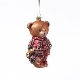 MARELIDA Weihnachtsbaumschmuck Bär im Schlafanzug mit Teddy Glas H: 13cm