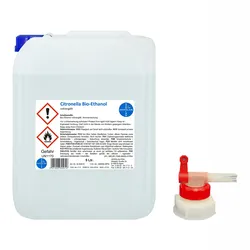 Citronella Alkohol I Kamin-Ethanol I vollvergällt I 5 Liter I Bioethanol I inkl. 1 x AGH I HERRLAN-Qualität I Made in Germany