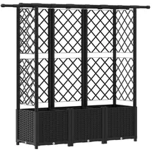 vidaXL Hochbeet mit Rankgitter und Dach 162,5 x 40 x 138 cm Schwarz