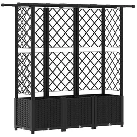 vidaXL Hochbeet mit Rankgitter und Dach 162,5 x 40 x 138 cm Schwarz