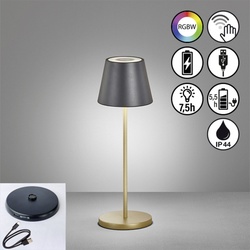 FHL LED-Akku-Tischleuchte "Cosenza 2.0" 2,5W 827 + RGB IP44 Schwarz/Gold mit Ladestation