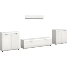 Home Affaire Wohnwand HOME AFFAIRE "FLORENZ, 4-teilige Wohn-Kombination, hochwertige MDF-Front", weiß (weiß hochglanz tiefzieh), B:350cm H:160cm T:41cm, Holzwerkstoff, Kastenmöbel-Sets, Wohnwand, Wohn-Kombination, Wohnzimmer-Möbel, Wohnzimmer,Kombination, Kombi