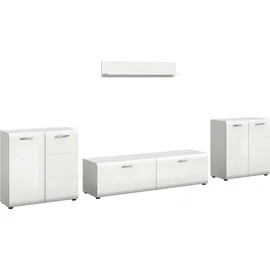 Home Affaire Wohnwand HOME AFFAIRE "FLORENZ, 4-teilige Wohn-Kombination, hochwertige MDF-Front", weiß (weiß hochglanz tiefzieh), B:350cm H:160cm T:41cm, Holzwerkstoff, Kastenmöbel-Sets, Wohnwand, Wohn-Kombination, Wohnzimmer-Möbel, Wohnzimmer,Kombination, Kombi