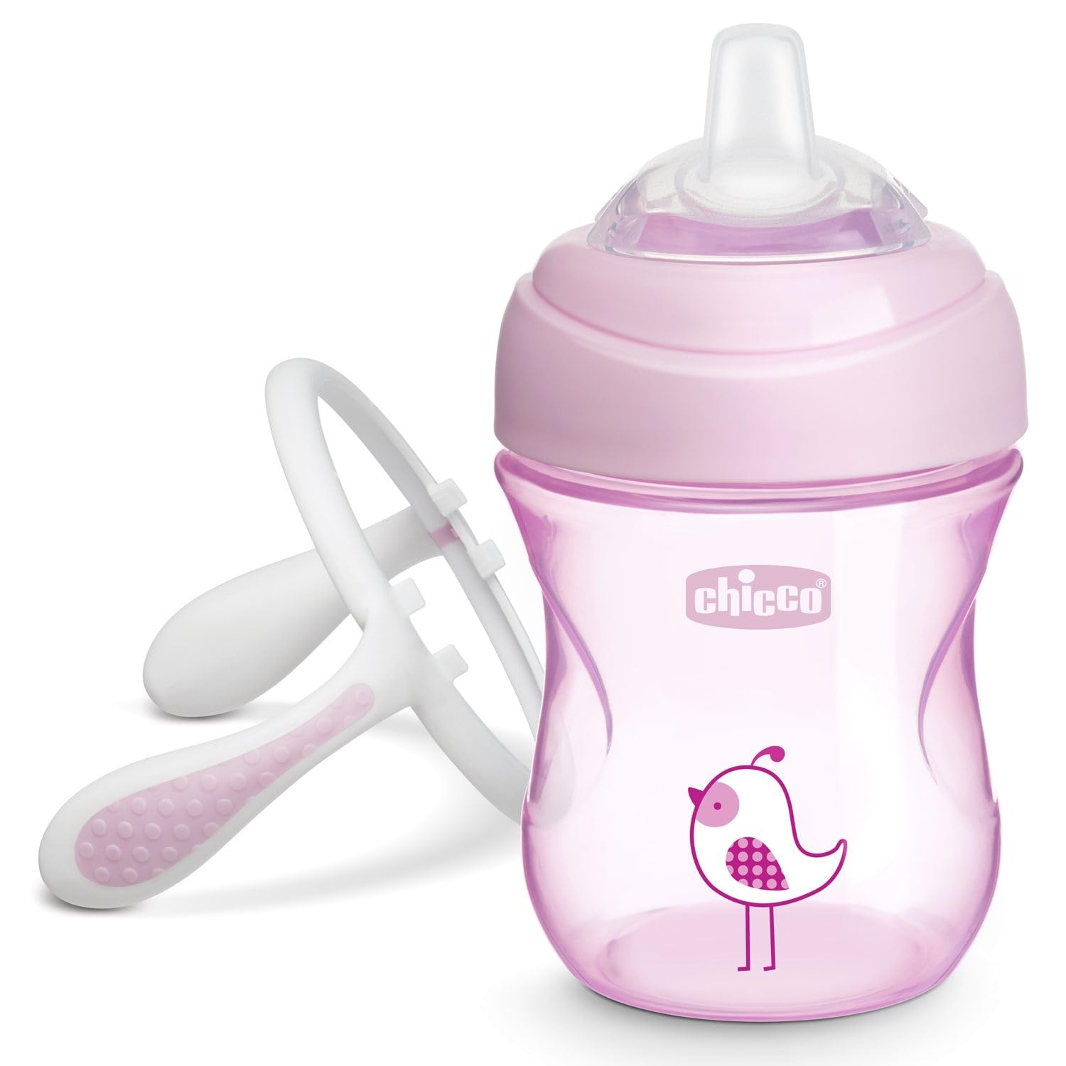 Chicco Trinklernbecher, auslaufsicherer 200ml Trinkbecher für Babys, Trinkflasche ab 4 Monaten zum Trinken lernen mit ergonomischer Silikontülle, doppeltes Anti-Kolik-Ventil, BPA-frei - Pink
