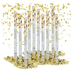 relaxdays Konfetti 10 x Party Popper 80 cm Gold goldfarben
