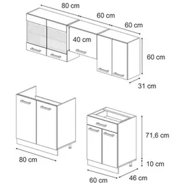 Vicco Küchenzeile R-Line 200 cm Beton/Anthrazit
