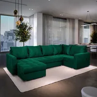 Masseno Ecksofa LORIVO R-S mit Schlaffunktion U-Form, Sofa mit Bettkasten, Wohnzimmersofa, Couch, Soffa, Bettsofa, Couchgarnitur- Grün, KRONOS 19 - Grün