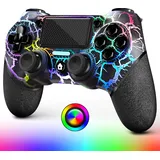 acegamer 2 Pack Wireless Controller für PS4,Game Controller für PS4/Pro/Slim/PC,Gamepad Joystick mit Turbo/Zurück Taste/Dual Vibration/6-Achsen Gyro Sensor/Touchpanel (Black Crack)