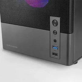 Mars Gaming MC-Onyx, MicroATX Gaming-Gehäuse, Metall-Mesh-Front, Seitenfenster aus Gehärtetem Glas, 3X ARGB FDB Lüfter, Doppelkammer-Struktur, Unterstützung für Flüssigkeitskühlung bis 240mm, Schwarz