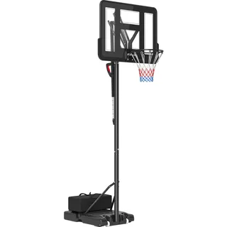 sportnow Basketballkorb Outdoor, Verstellbare Korbhöhe 230-305 cm, Basketballständer mit 110 x 75 cm bruchsichere Rückwand mit Rädern, gefederter Korb, Gewicht für Erwachsene